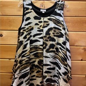 Roz & Ali Animal Print Open-Back Tank Top - Black & Brown